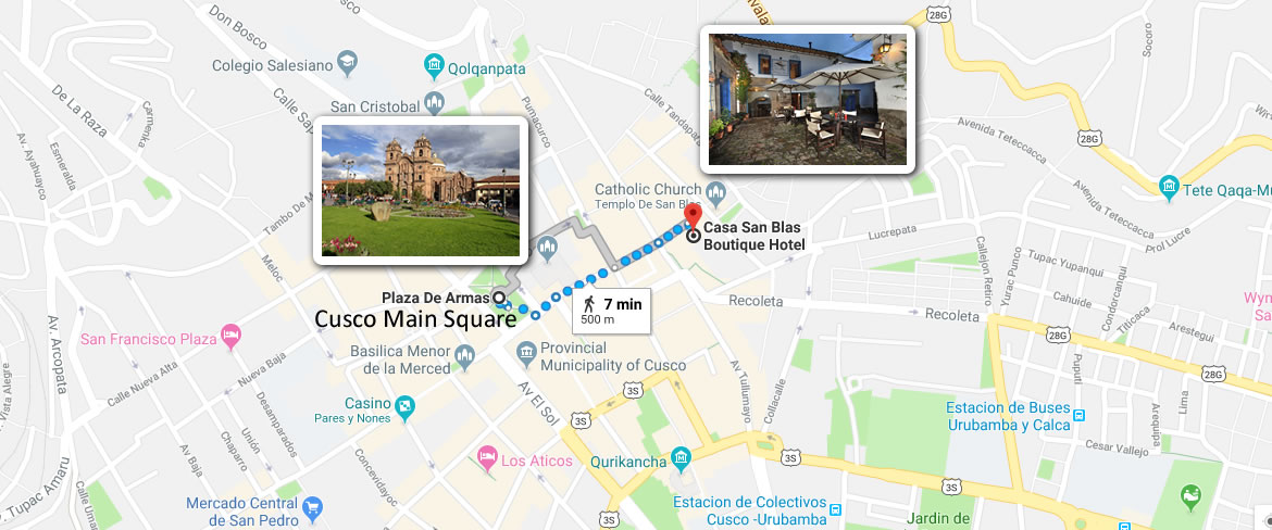 map location of Casa San Blas Boutique hotel in Cusco